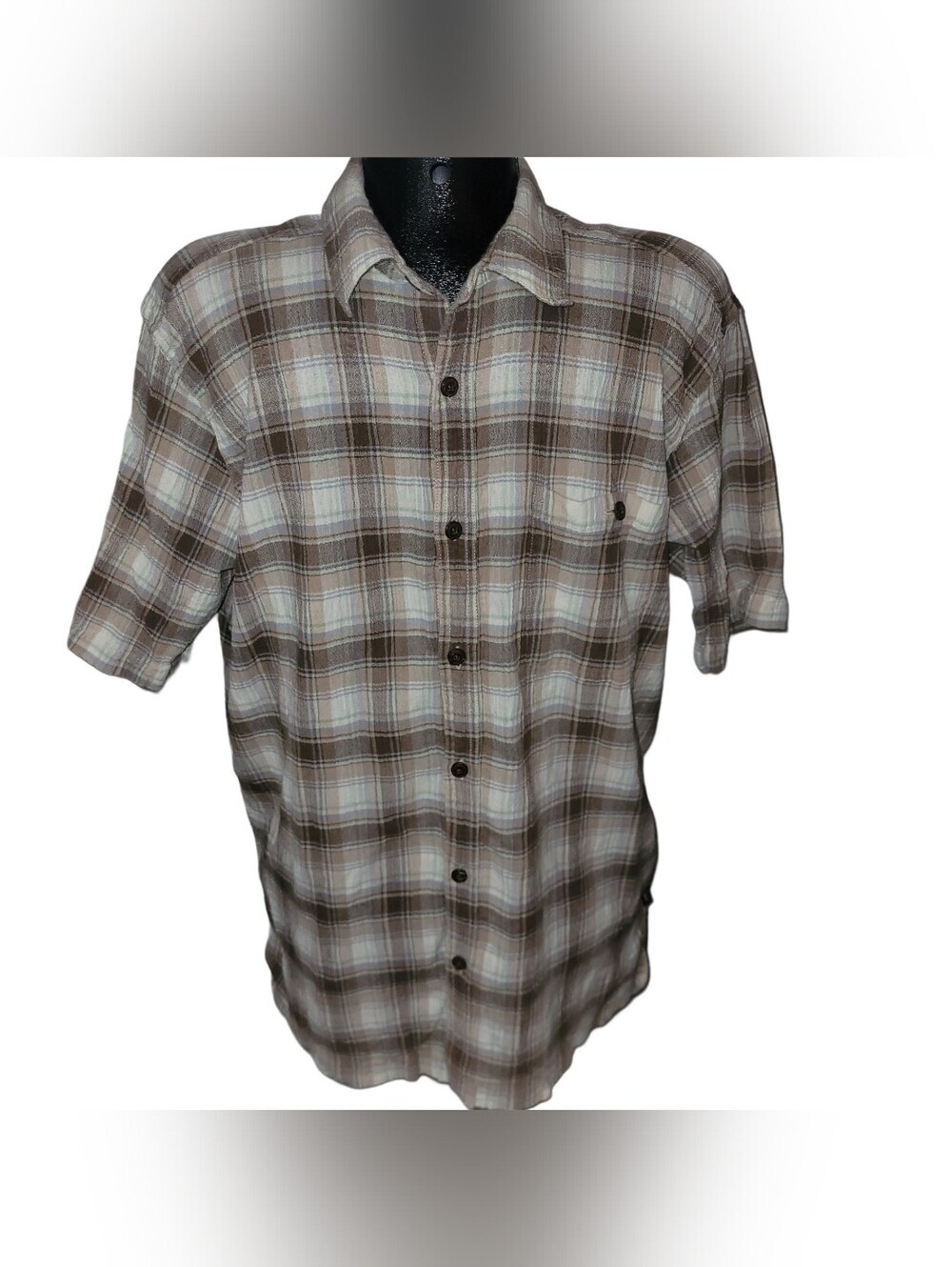 Patagonia Men's Classic Brown Plaid Short Sleeve Organic Cotton Shirt Size XL